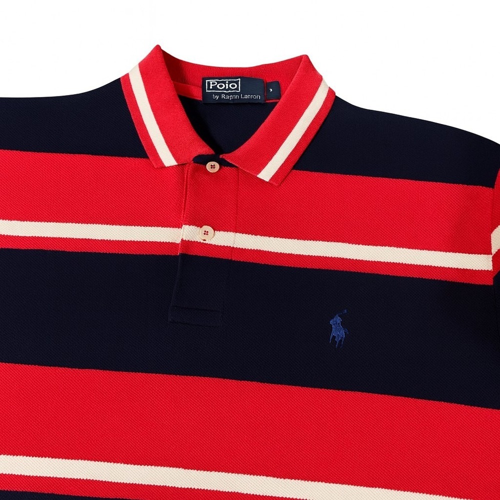 Vintage Polo Ralph Lauren Rugby Golf Shirt Mens L Striped‎ Preppy 90s Y2K